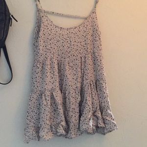 Lilac baby doll dress with blue floral print